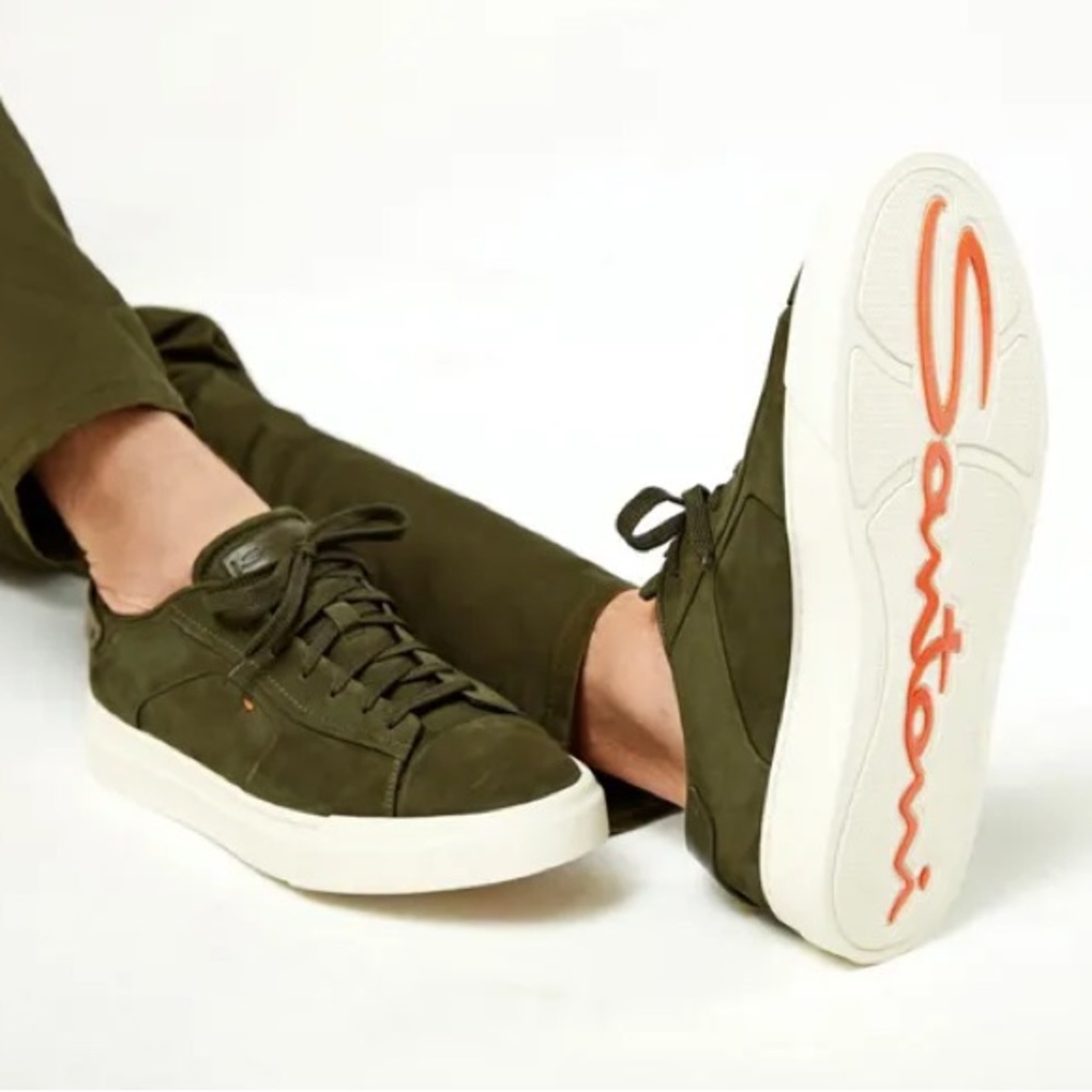 Santoni Logo-patch Leather Suede Sneakers